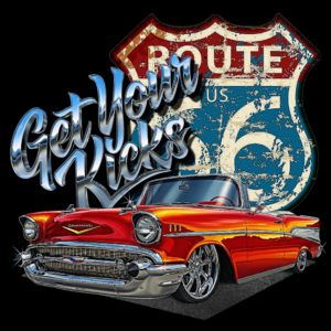 1957 Chevy Get Your Kicks on Route 66 Classic Unisex Crewneck T-shirt