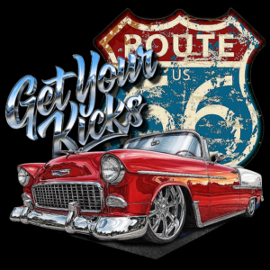 1955 Chevy Get Your Kicks on Route 66 Classic Unisex Crewneck T-shirt