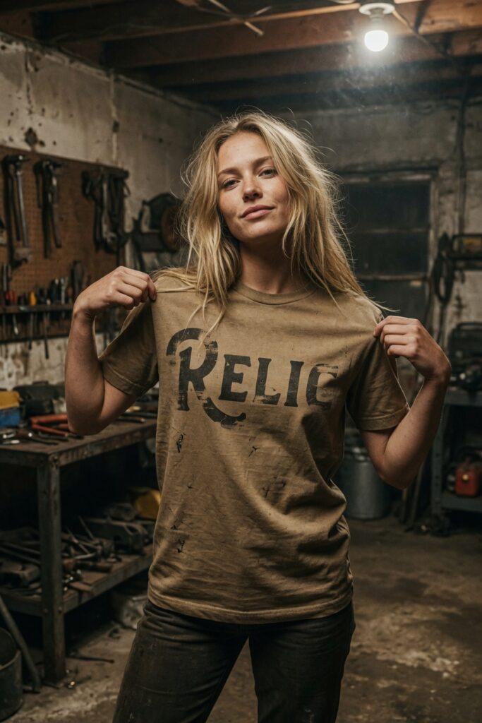 GIRL IN GARAGE WITH A VINTAGE RELIC BESTSELLER TEE